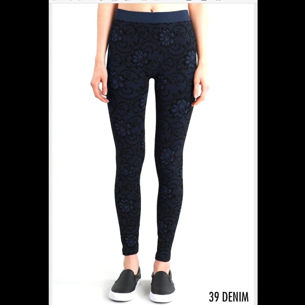 NEW Blue Floral Zaccardi Designer Leggings